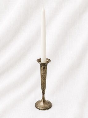 Antique-Style Silver Tone Taper Candle Holder